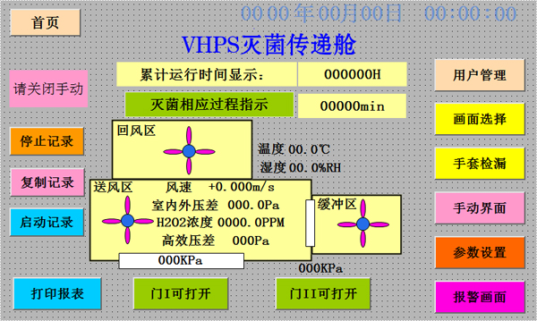 鸿基冷发VHPS灭菌柜控制系统界面